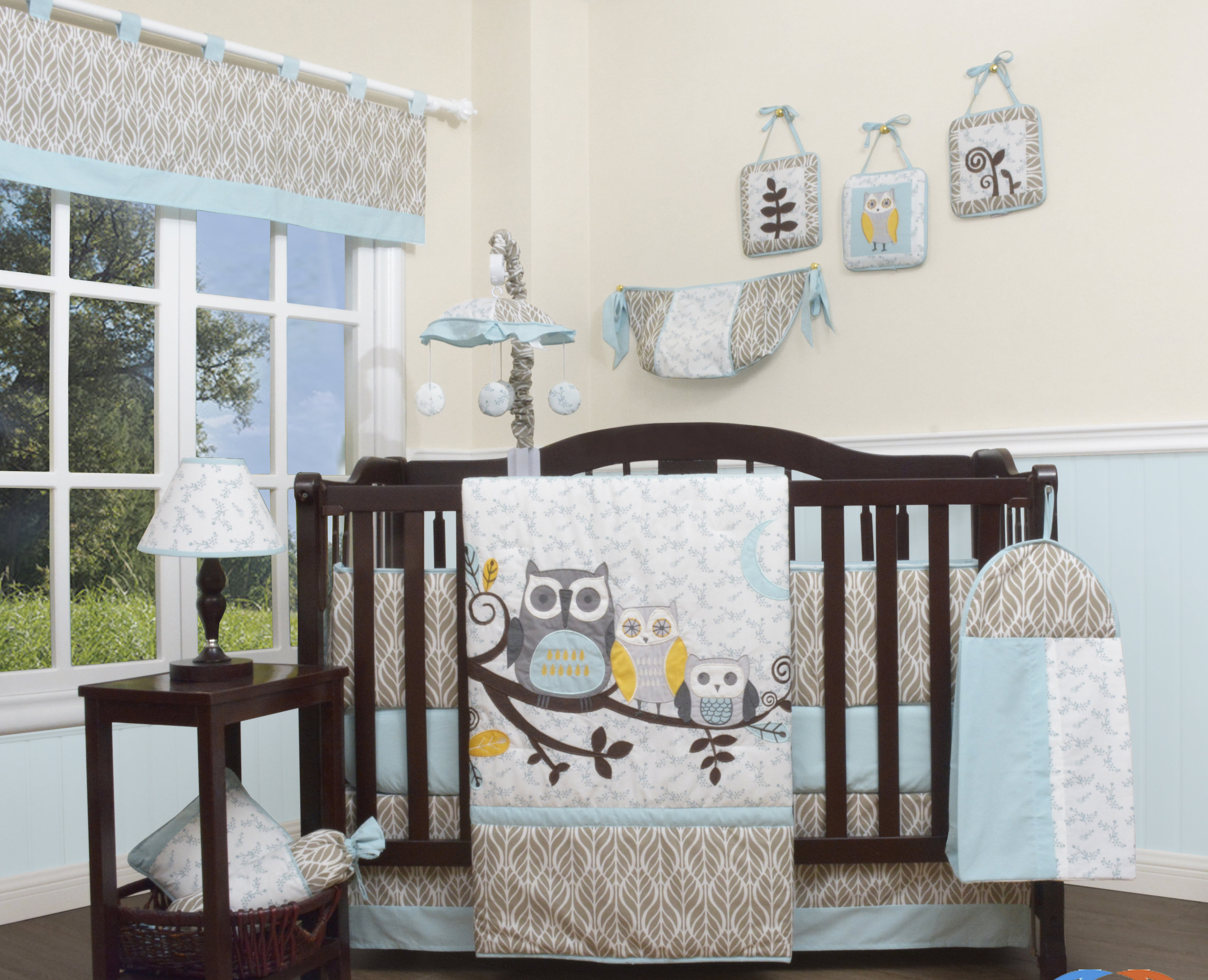 purple owl crib bedding