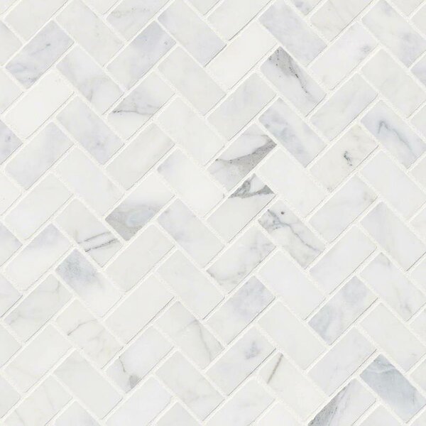 Calacatta Cressa Herringbone Honed Marble Mosaic Tile in White by MSI