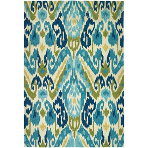 Charlot Hand-Woven Green/Blue Indoor/Outdoor Area Rug