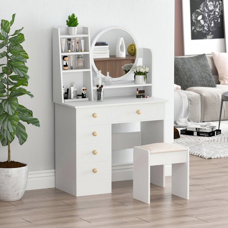 Gold Flamingo Nikolai Vanity Set With Stool And Mirror Reviews Wayfair