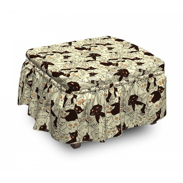 Sketch Kitten Ottoman Slipcover (Set Of 2) By East Urban Home