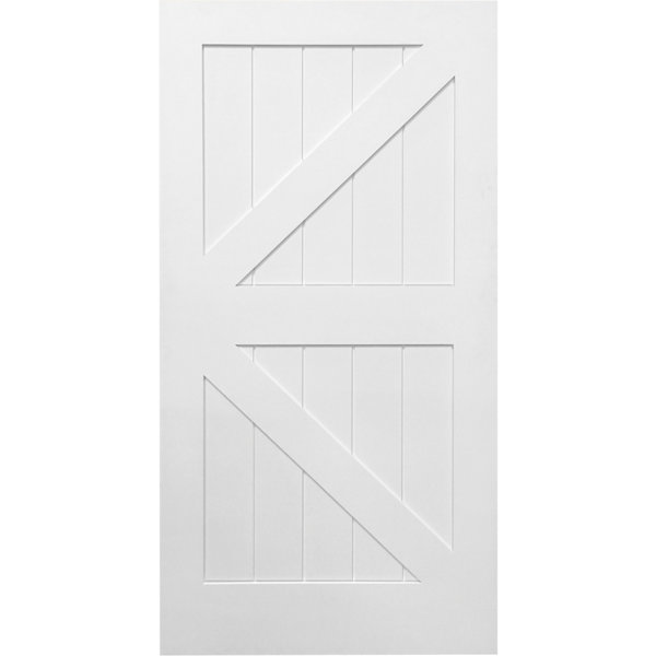 Stile/Rail K Planked Manufactured Wood 4 Panel White Interior Barn Door by Verona Home Design