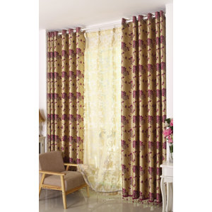 Floral Nature Blackout Grommet Single Curtain Panel