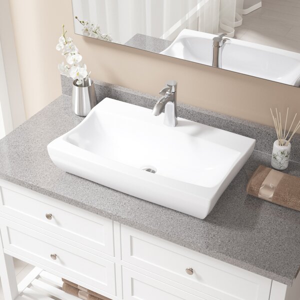 Vitreous China Rectangular Vessel Bathroom Sink with Faucet by MR Direct