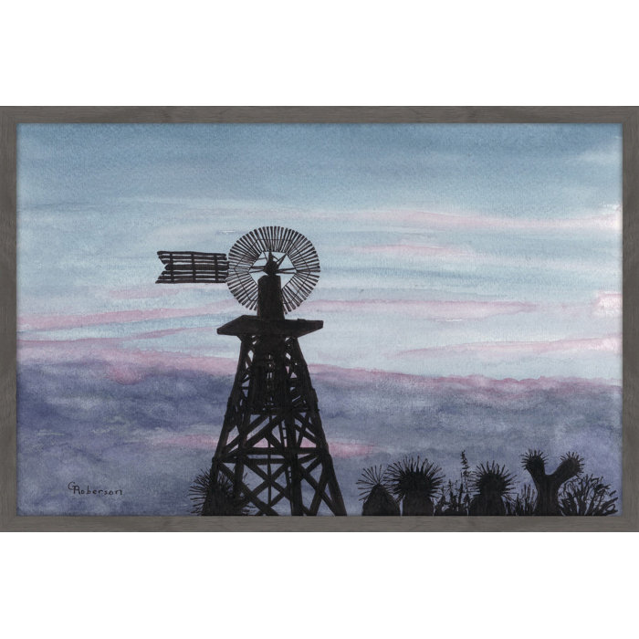 Gracie Oaks Texas Sunset Framed Watercolor Painting Print Wayfair