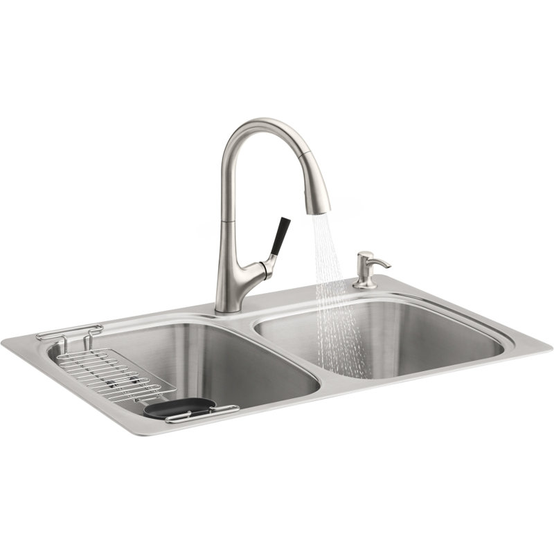 Kohler All In One Dual Mount Stainless Steel Kitchen Sink Kit With