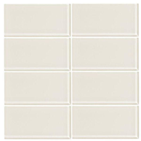 3 x 6 Glass Subway Tile in Glossy Cream by Vicci Design