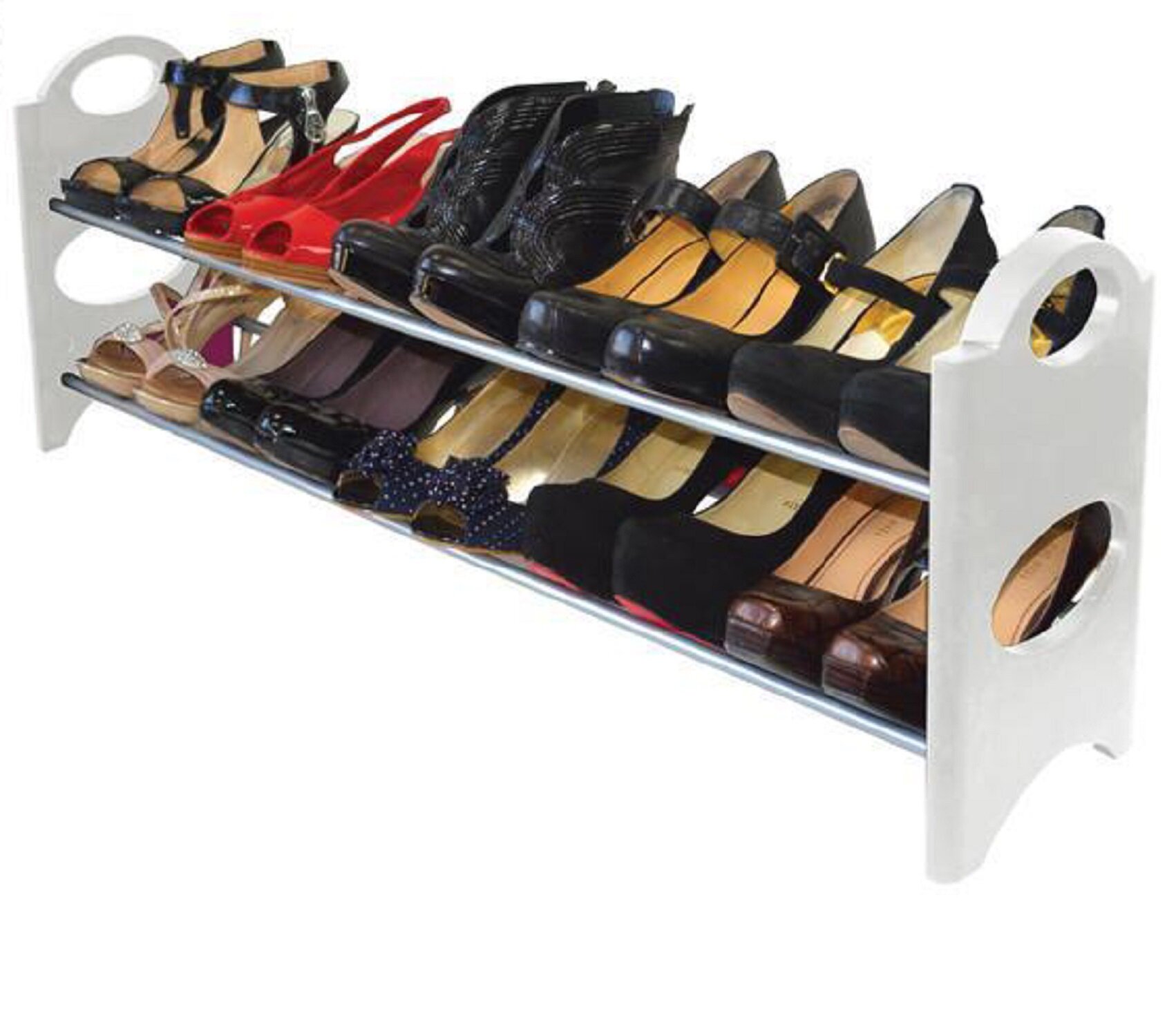 Rebrilliant 2 Tier 10 Pair Stackable Shoe Rack Reviews Wayfair