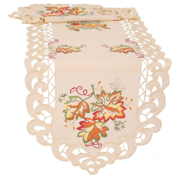 Thankful Leaf Embroidered Cutwork Fall Table Runner by Xia Home Fashions