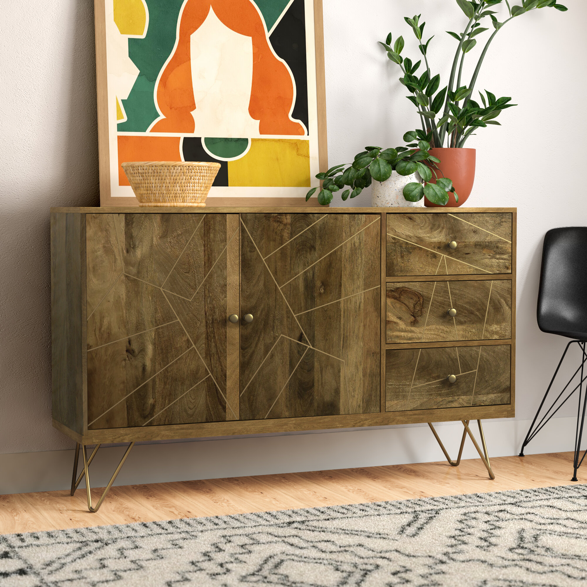 Avondale 56 Wide 3 Drawer Mango Wood Credenza Reviews Allmodern