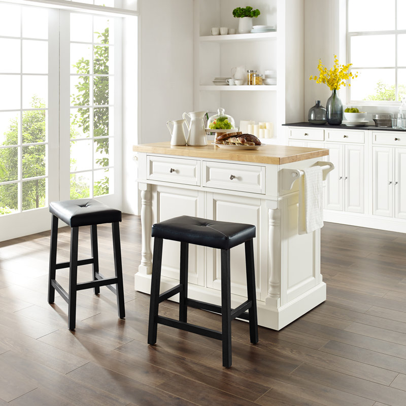 Three Posts Haslingden 3 Piece Kitchen Island Set With Butcher Block Reviews Wayfair