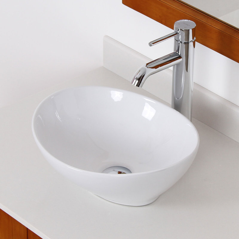Elite Ceramic Oval Vessel Bathroom Sink & Reviews Wayfair