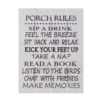 Winston Porter Porch Rules Wall Decor Wayfair