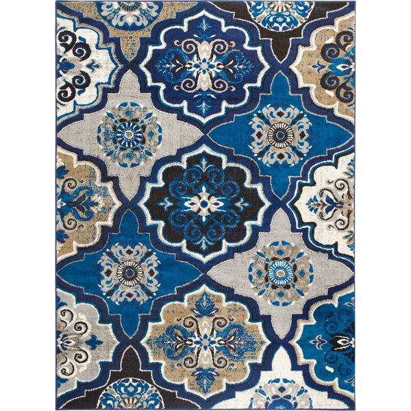 Albion Blue/Beige Area Rug by Winston Porter