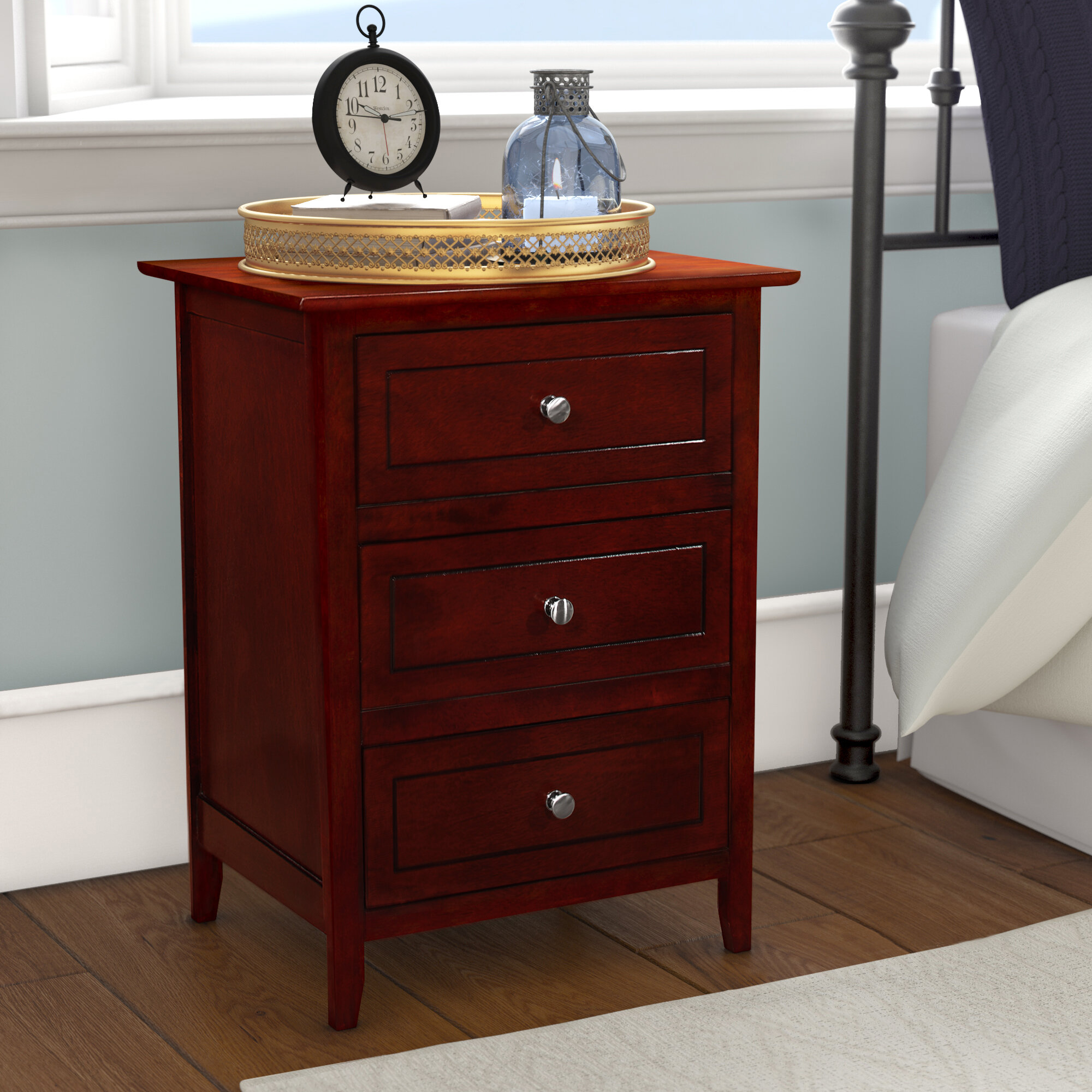 Lark Manor Ovellette 3 Drawer Nightstand Reviews Wayfair