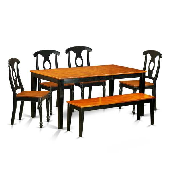 Pillar Traditional 6 Piece Wood Dining Set With Rectangular Table Top By August Grove