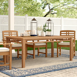 Farmhouse Rustic Outdoor Dining Tables Birch Lane Calila Teak Dining Table