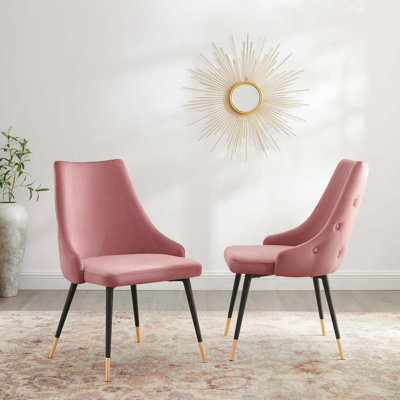 Chan Velvet Side Chair Gold Flamingo Upholstery Color: Dusty Rose
