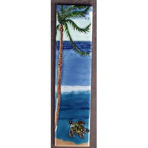 Palm with A Sea Turtle Tile Wall Decor