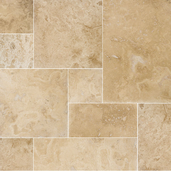 Modena Random Sized Travertine Field Tile in Beige by Parvatile