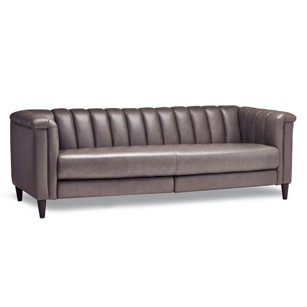 Pascale Leather Reclining Sofa By Everly Quinn
