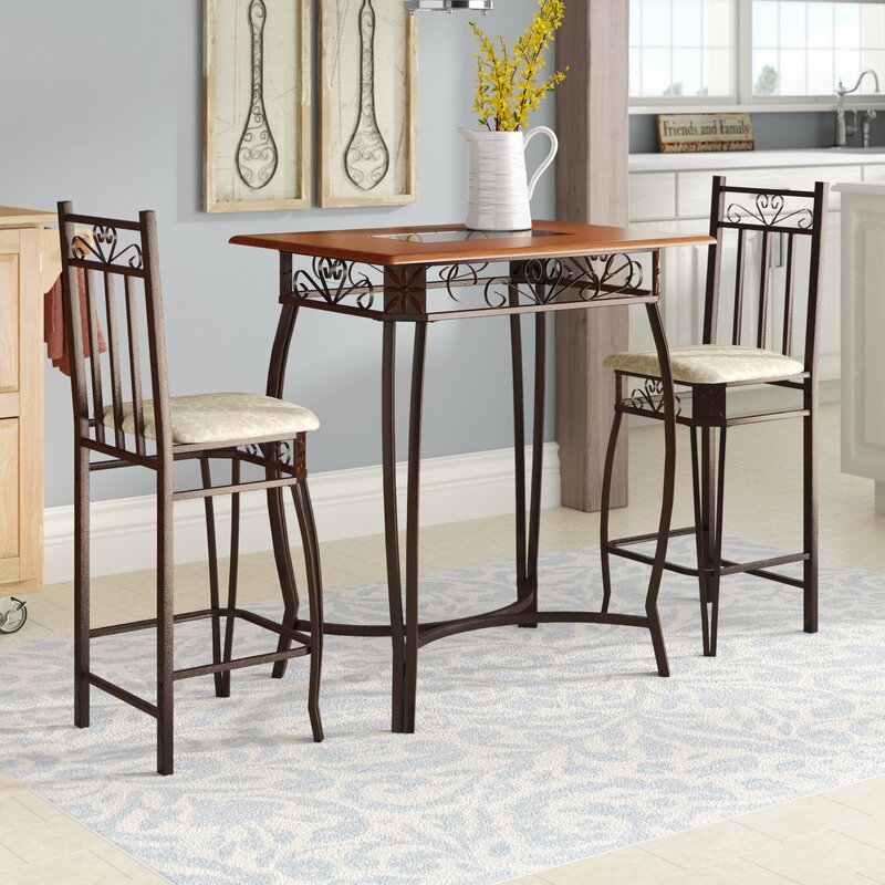 August Grove Barcelona 3 Piece Counter Height Pub Table Set