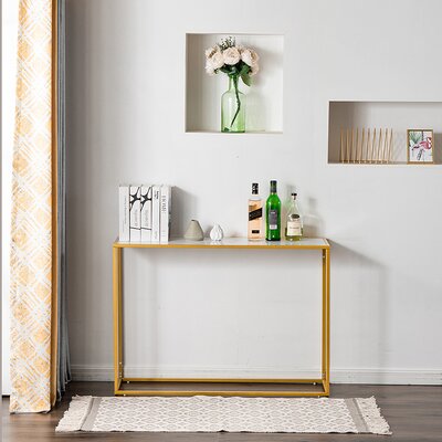 Mercer41 Alyssandra 41.7" Console Table  Table Top Color: White , Table Base Color: Gloden