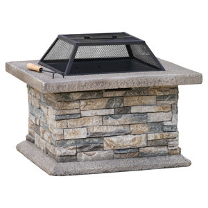 Jeremy Faux Stone Wood Burning Fire Pit Table