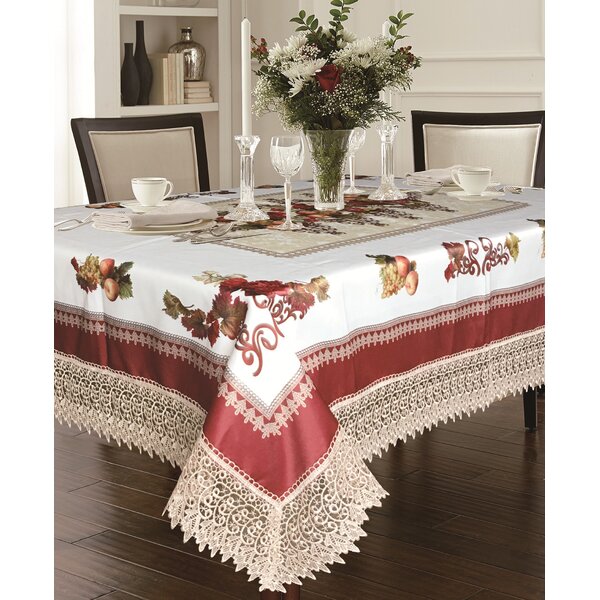 Akins Tablecloth With Lace Trimming by Fleur De Lis Living