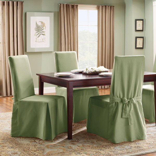 Sure Fit Cotton Duck Full Length Dining Room Chair Slipcover ... Sure Fit Cotton Duck Full Length Dining Room Chair Slipcover ...