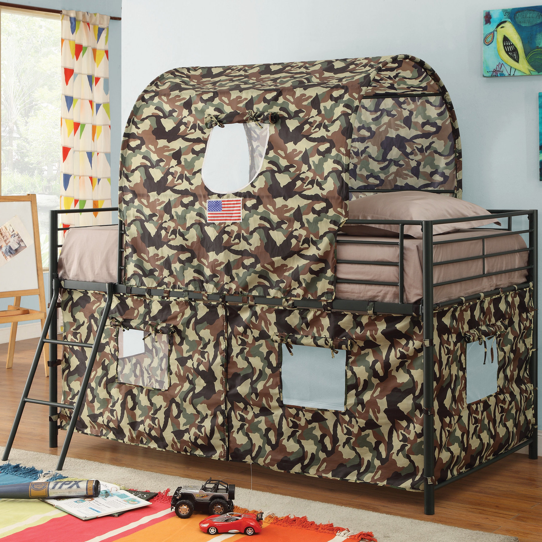 Zoomie Kids Kali Camouflage Tent Twin Loft Bed Reviews Wayfair