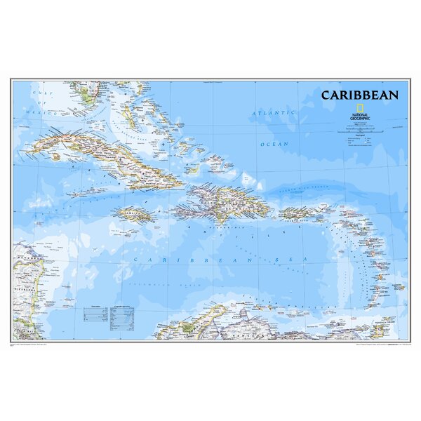 Caribbean Classic Wall Map by National Geographic Maps