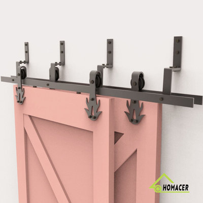 Flame Bypass Barn Door Hardware Kit Homacer Track Length 216 in