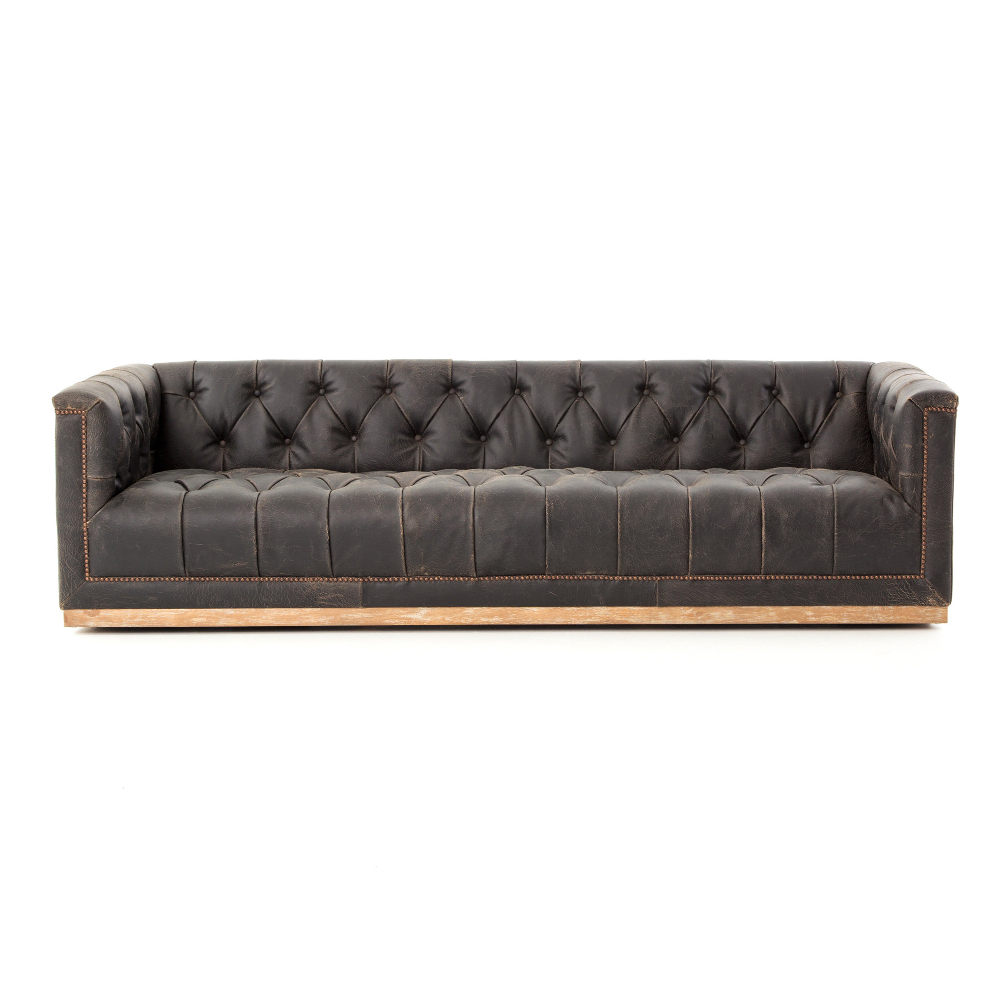 17 Stories Gresham Genuine Leather Chesterfield 95 Rolled Arm Gresham Genuine Leather Chesterfield