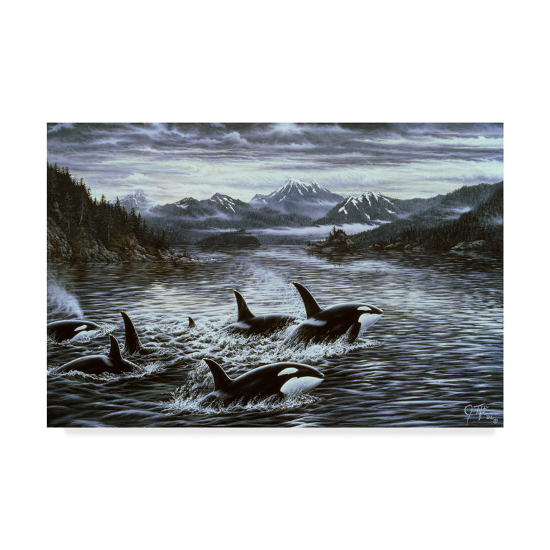 Trademark Art Killer Whales Acrylic Painting Print On Wrapped