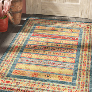 One-of-a-Kind Foret Noire Machine Woven Polypropylene Blue Area Rug