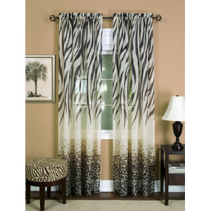 Francina Animal Print Semi-Sheer Rod Pocket Curtain Panels