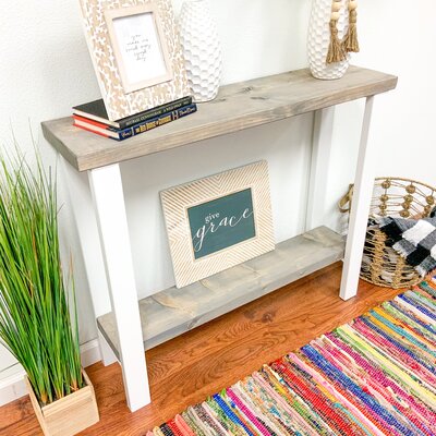 17 Stories Aranza Console Table  Table Top Color: Gray, Size: 29.25" H x 37" W x 9.25" D, Table Base Color: White