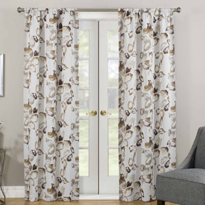 Malcolm Thermaweaveu00ae Nature/Floral Semi-Sheer Rod Pocket Single Curtain Panel