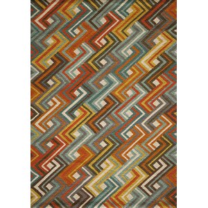 Dixmoor Hooked Blue/Orange Area Rug