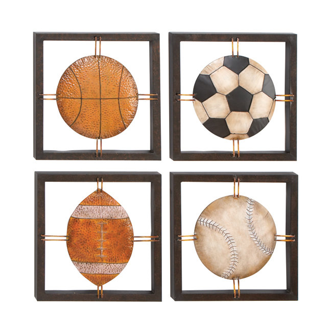 Grovelane 4 Piece Sports Time Metal Art Wall Decor Set Wayfair