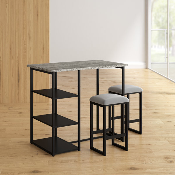 Denham 3 Piece Gray Pub Table Set By Mercury Row Discount