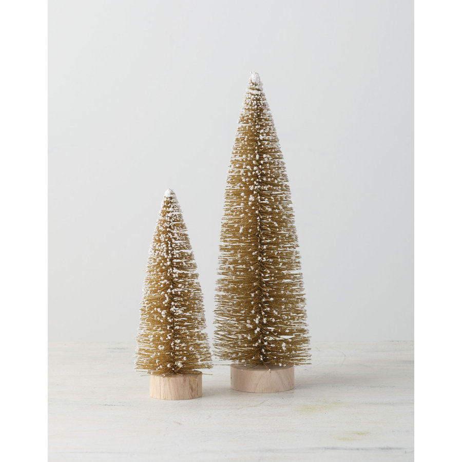 2 Piece Bottle Brush Set with Snow Tabletop Tree
