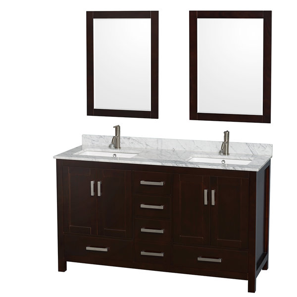 Sheffield 60 Double Espresso Bathroom Vanity Set with Mirror by Wyndham Collection