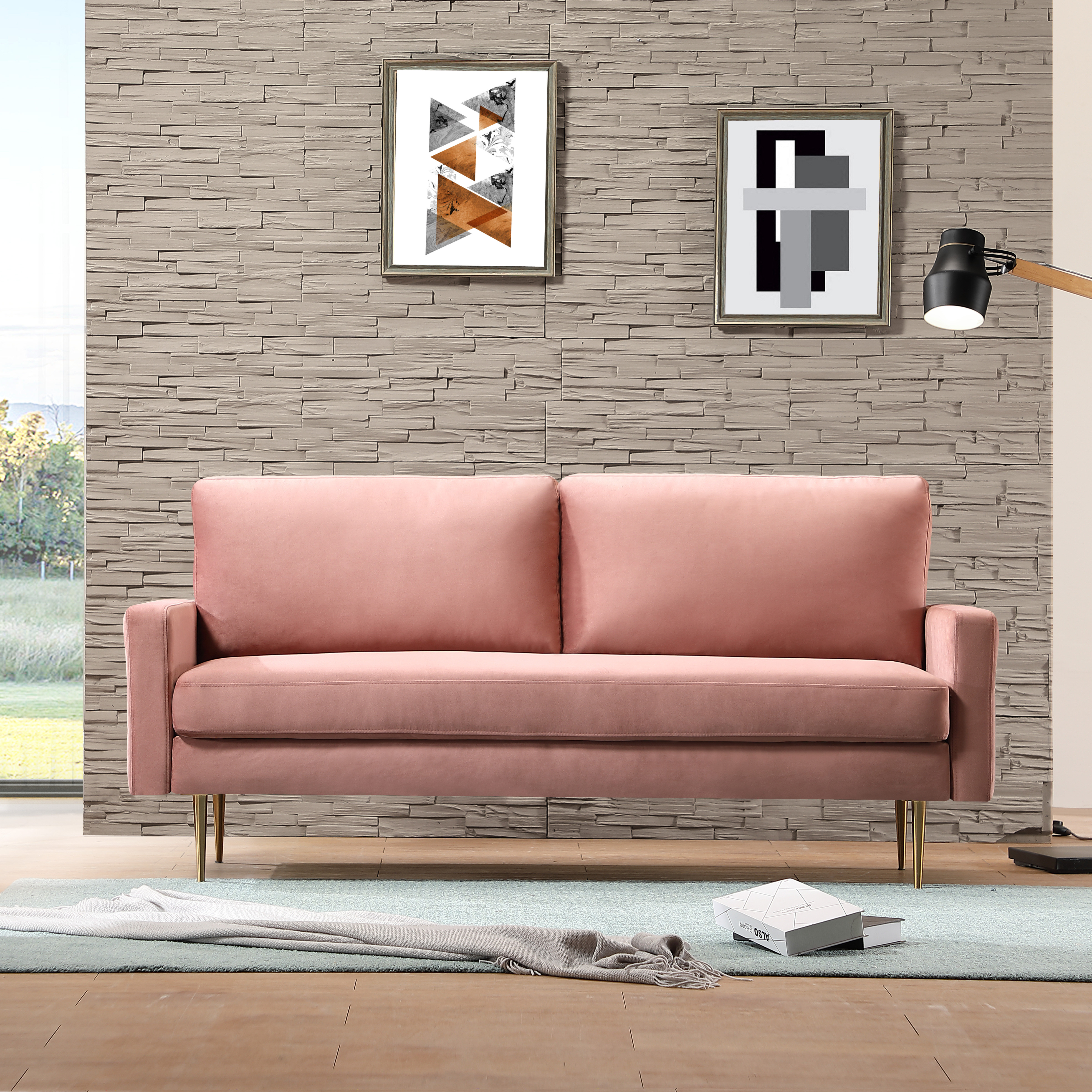 Latitude Run Christabel 72 4 Wide Velvet Square Arm Sofa Reviews Wayfair