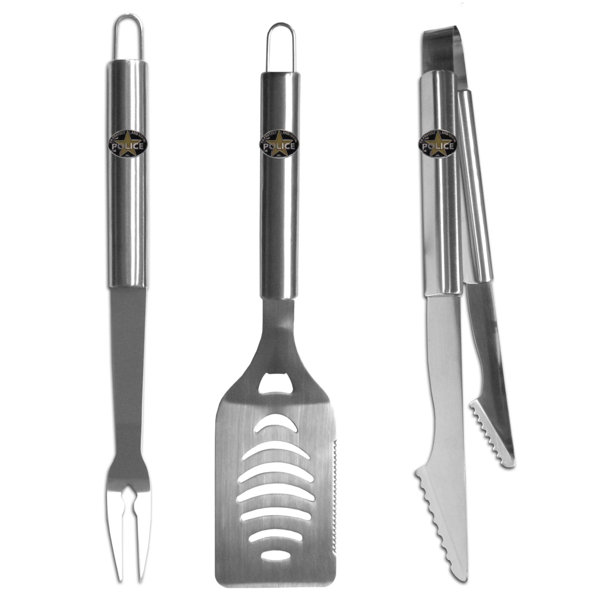 Police American Heroes 3-Piece BBQ Grilling Tool Set by Siskiyou Products