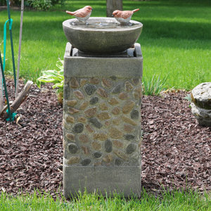 Fiberglass Birdbath Basin on Pedestal Garden Water Fountain