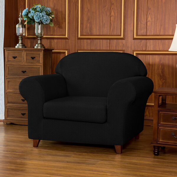 Soft Jacquard Stretch Removable Fitted Box Cushion Armchair Slipcover By Winston Porter