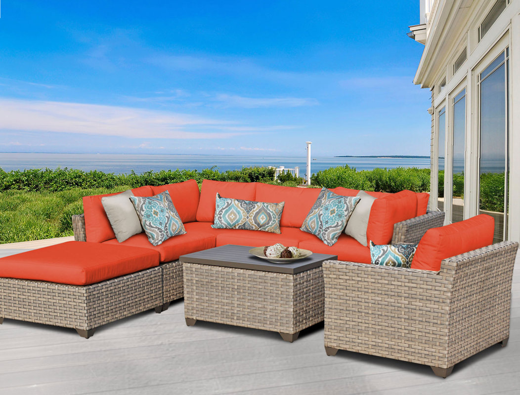 TK Classics Monterey 7 Piece Sectional Seating Group with Cushion