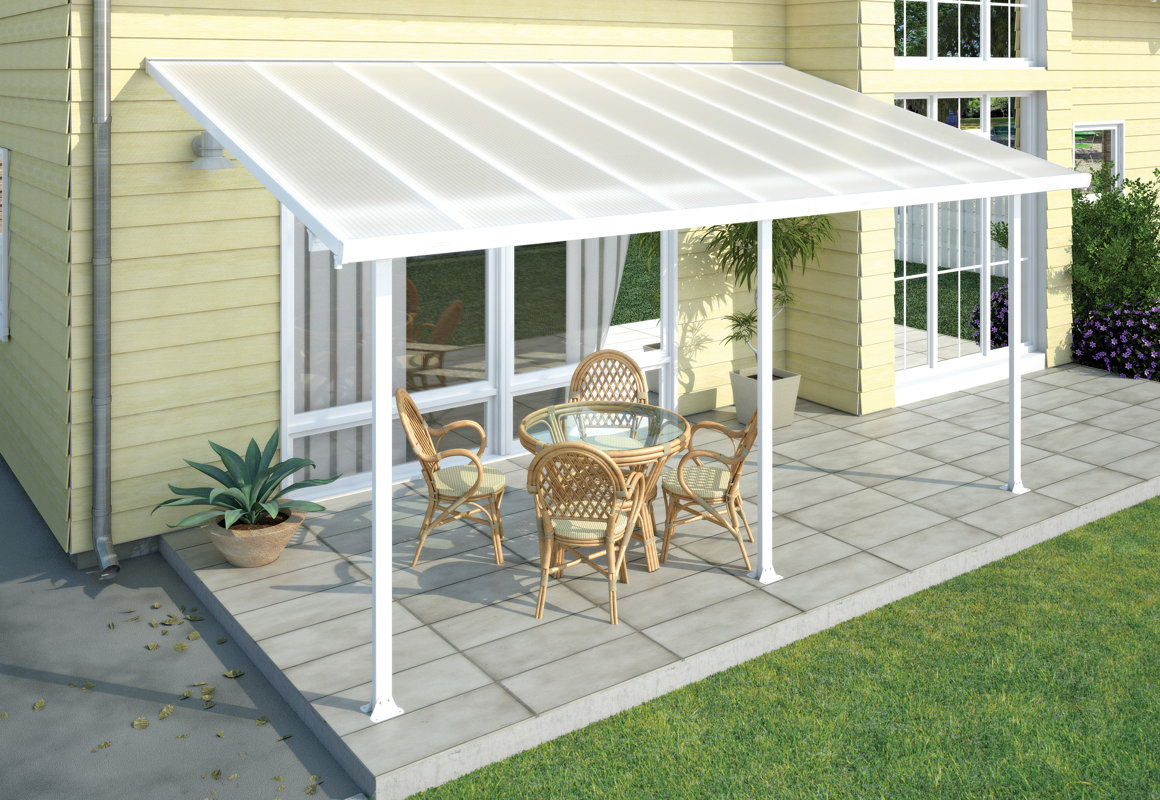 Palram Feria 10 Ft H X 20 Ft W X 10 Ft D Patio Cover Heritage Patios 16 Ft X 9 Ft White Aluminum Attached